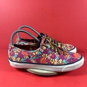Sperry Top -Sider Women's Pink Floral Print Boat Shoe Size 8.5